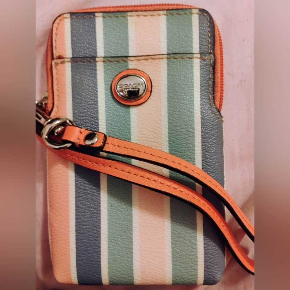 Coach Multicolor Striped Wristlet
